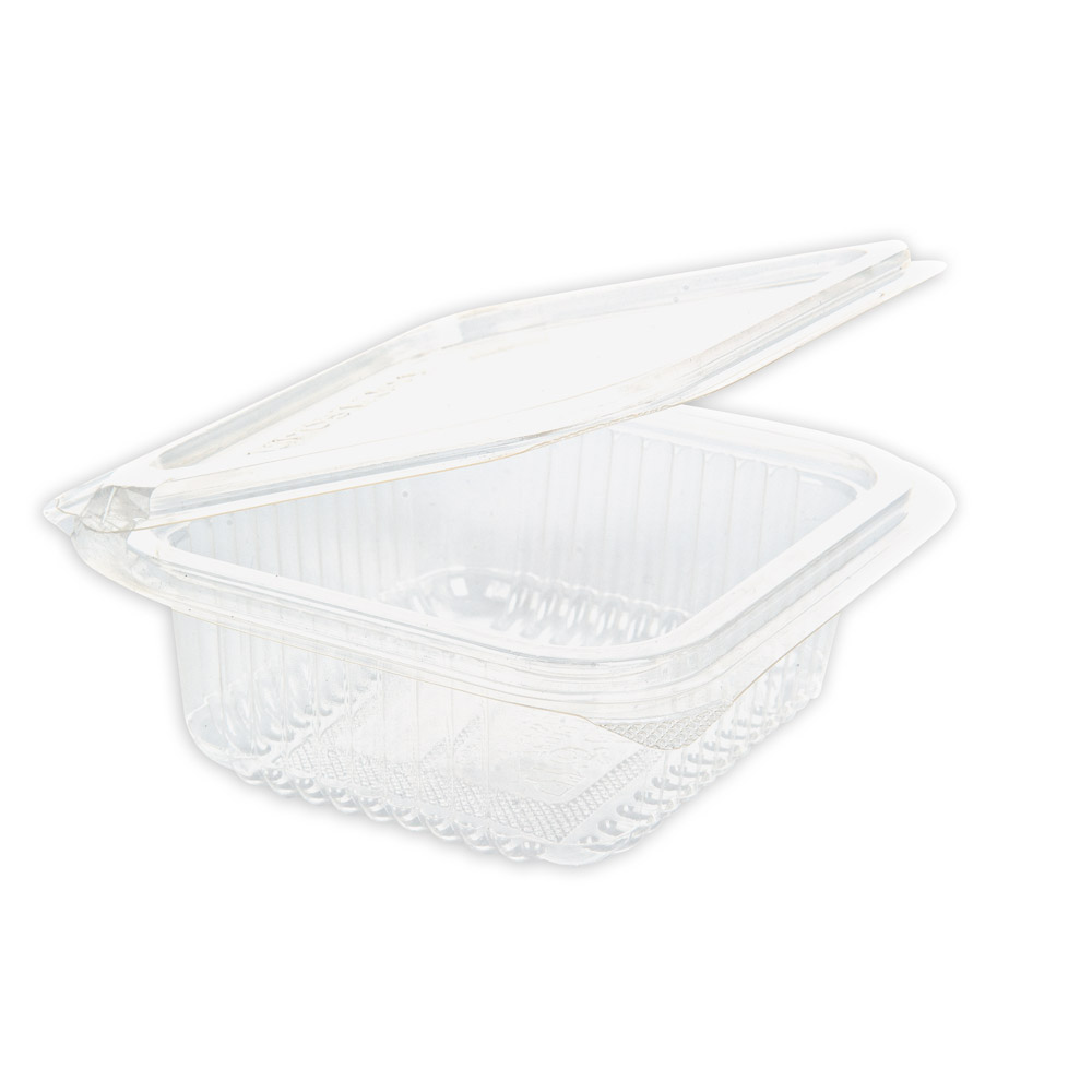 Organic salad bowls with hinged lid, rectangular | PLA