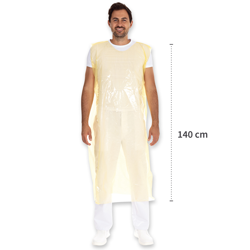 Full body aprons approx. 30 my from LDPE the dimension in yellow