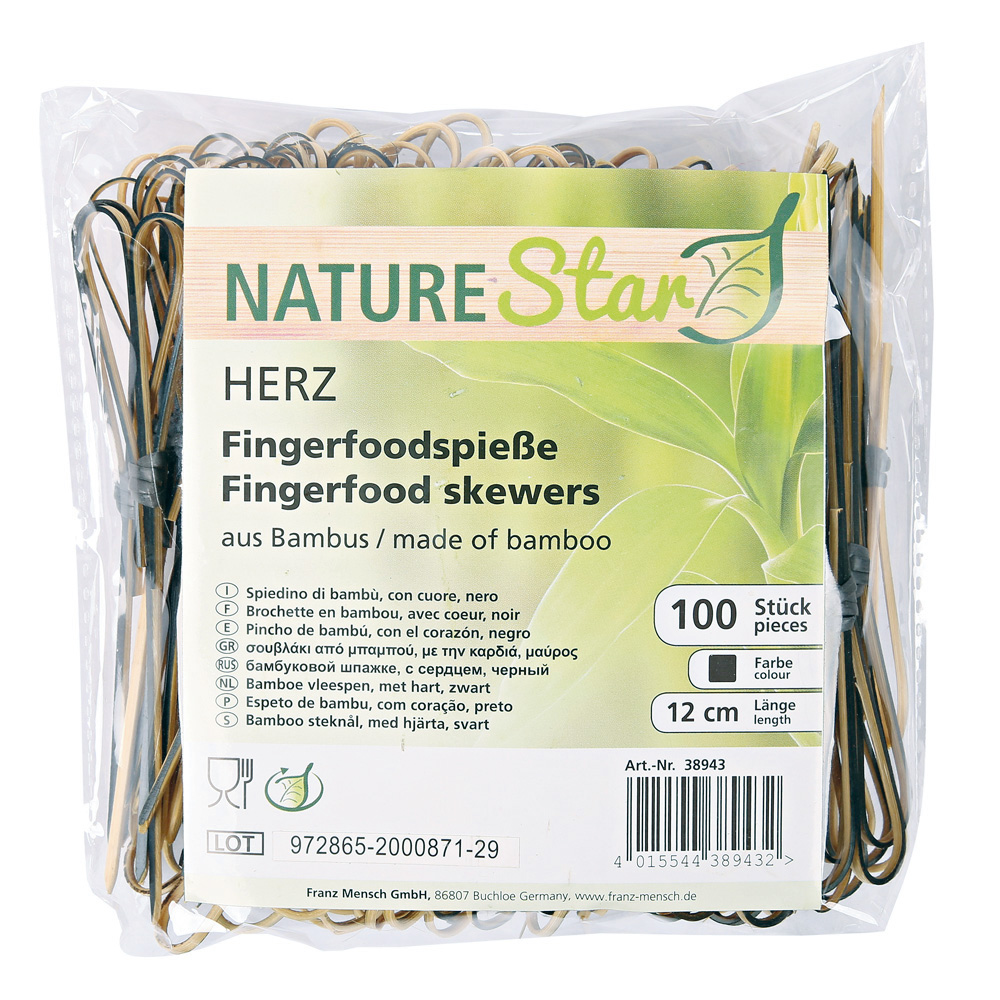 Fingerfood skewers "Herz" made of Bamboo in the package with 100 pieces