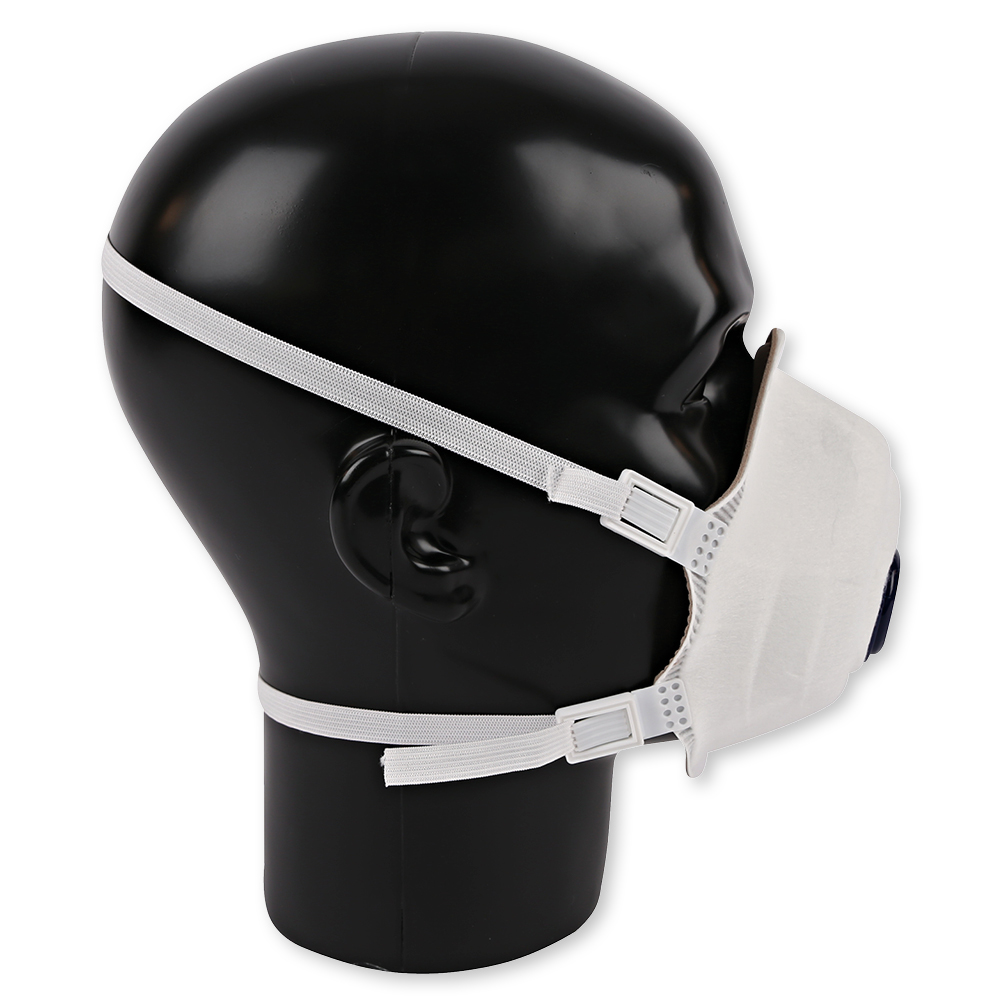 Respirators FFP3 NR with valve, cup-shaped made of PP in the side view