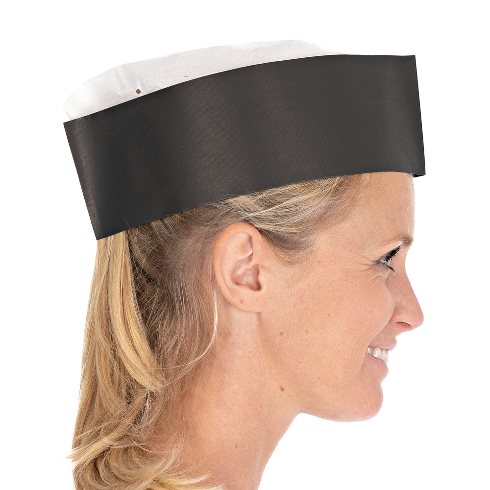 Forage hats Service Black made of paper embossed in the side view