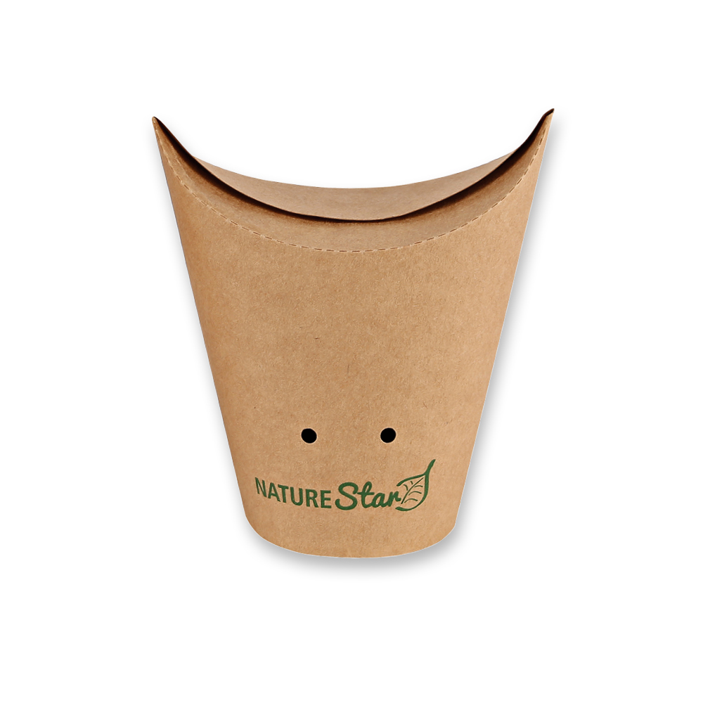 Organic snack boxes made of kraft paper/PE, FSC®-Mix, front view
