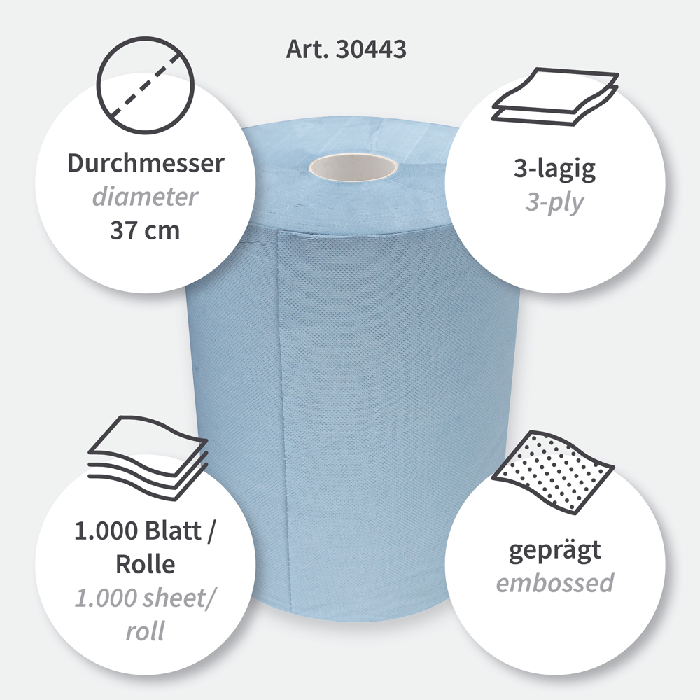 Cleaning papers, 3-ply made of recycled paper, features