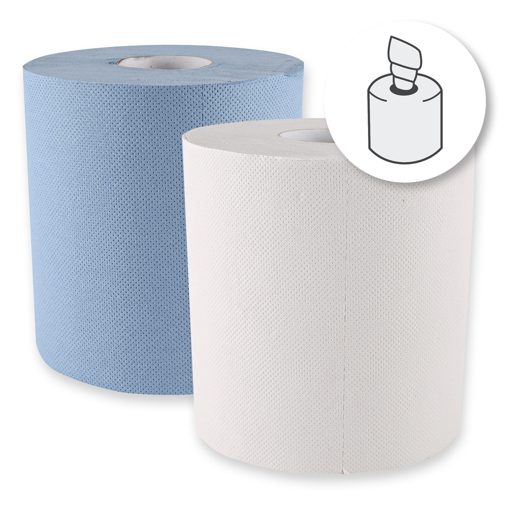 Paper towel rolls, 2-ply made of recycled paper, centerfeed, preview image