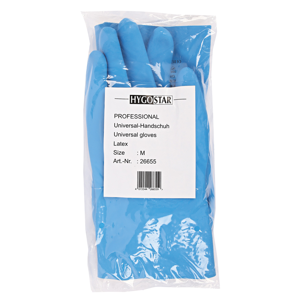 Chemical protection gloves Professional made of latex in blue in the package