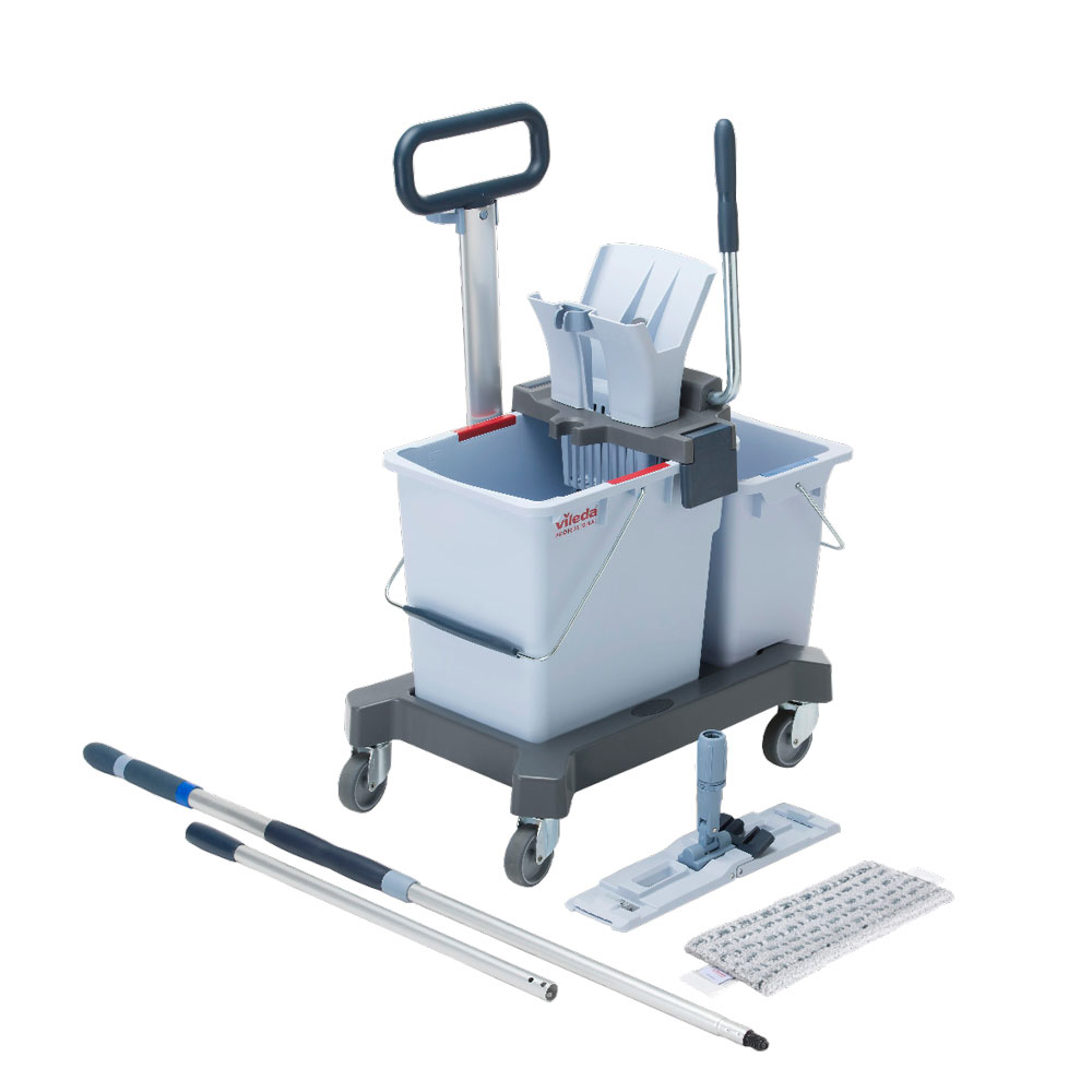 Vileda Professional UltraSpeed Pro Doppelfahreimer Ready-to-Go Set, r-MicroLite Max in der Gesamtansicht