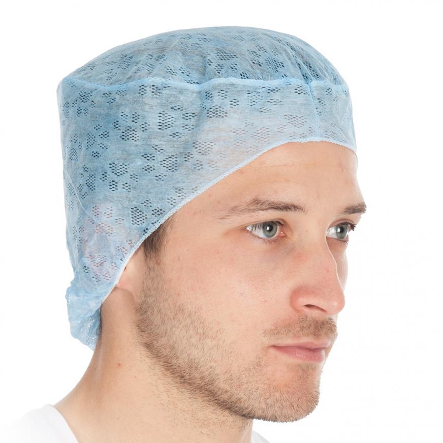 Hauben Tepi mit Haarnetz aus Viskose-Keyback in blau in der Seitansicht