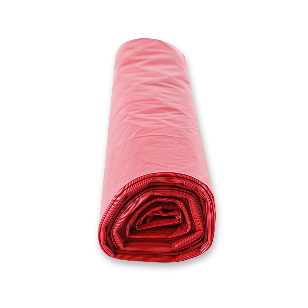 Waste bags Eco, 120 l made of LDPE on roll in red in the side view