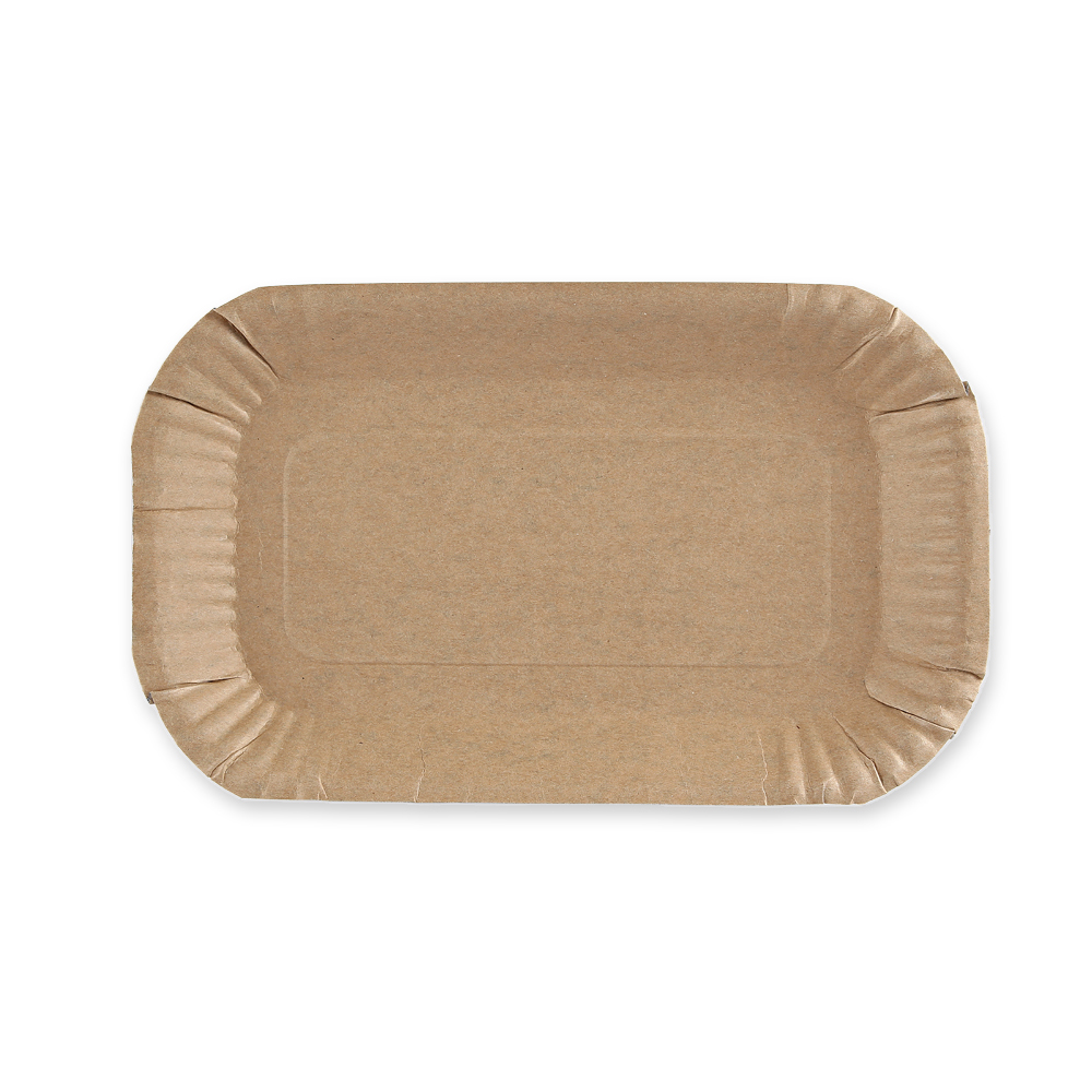 Paper bowls rectangular, kraft paper,  FSC®-certified with the ground, bigger bowl