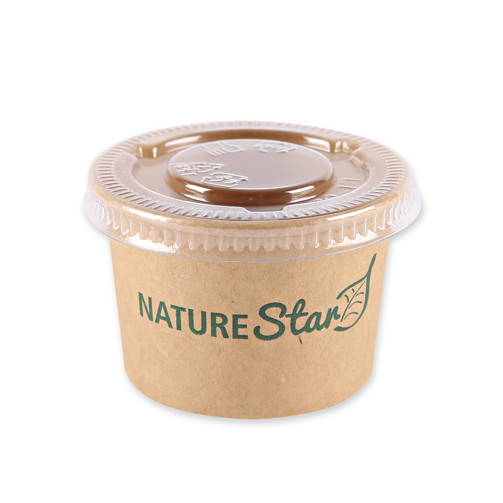Organic small dip trays made of kraft paper/PE, FSC®-mix, with transparent lid