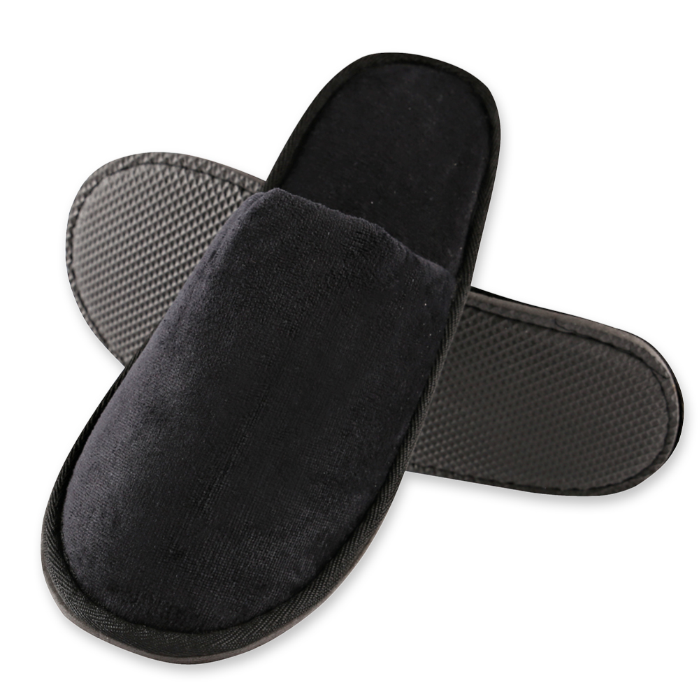 Slipper Deluxe, closed, made from velour in front view