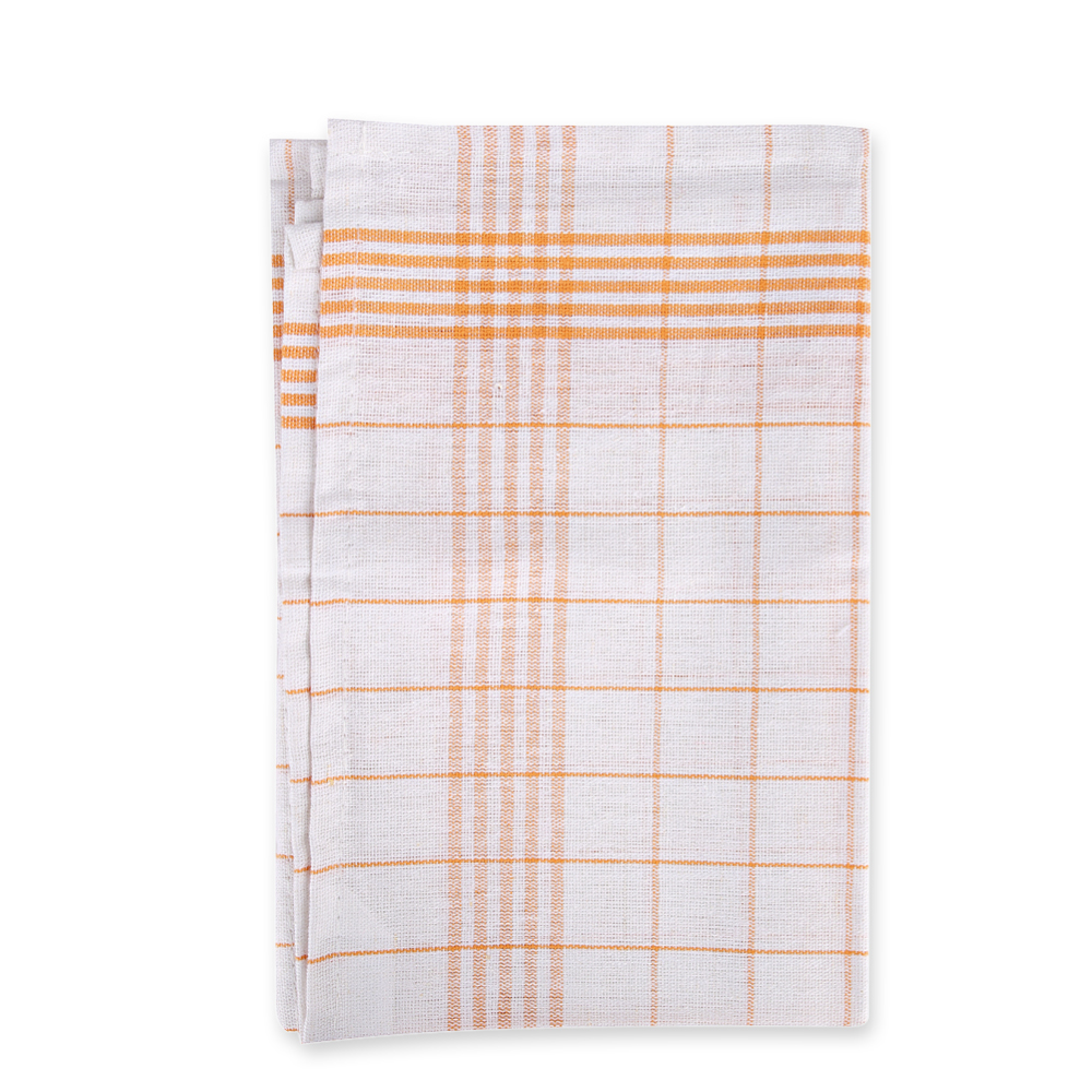 Dish towels half-linen made of cotton and linen, folded, yellow