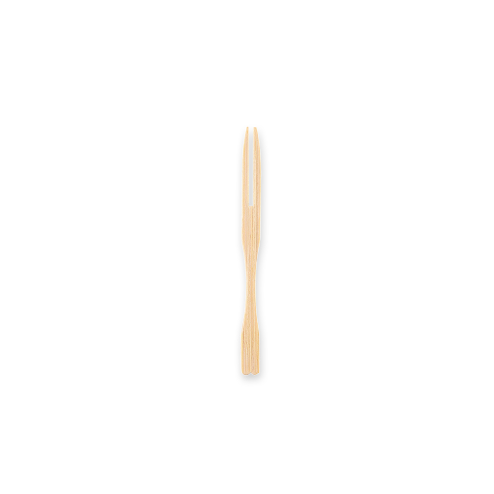 Biodegradable fruit fork made of bamboo with two spikes