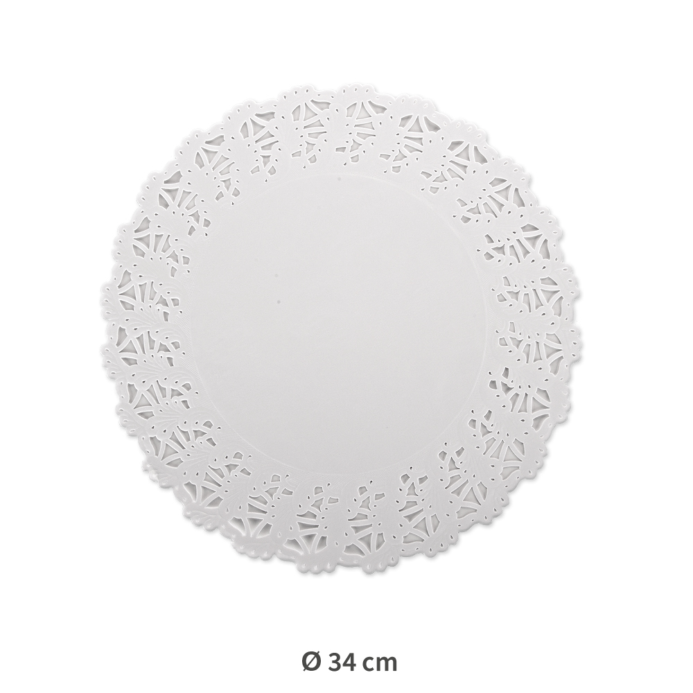 Round paper doilies with 34 cm size