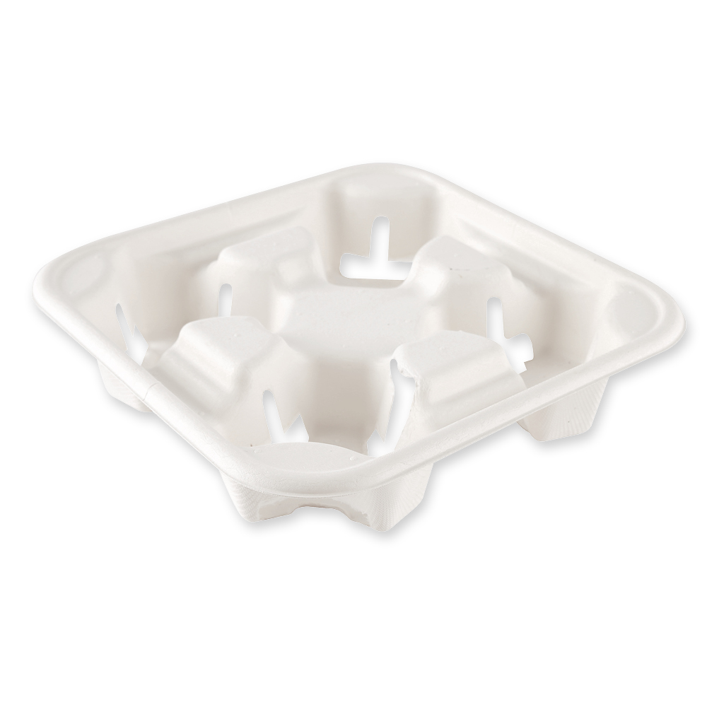 Organic cup holder Quattro made of bagasse, angled view