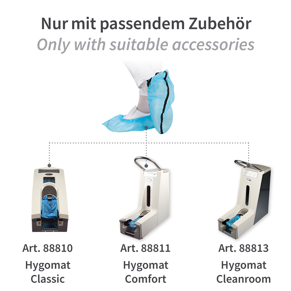 Overshoes for Hygomat "Antistatic" made of PP with matching accessories in blue 
