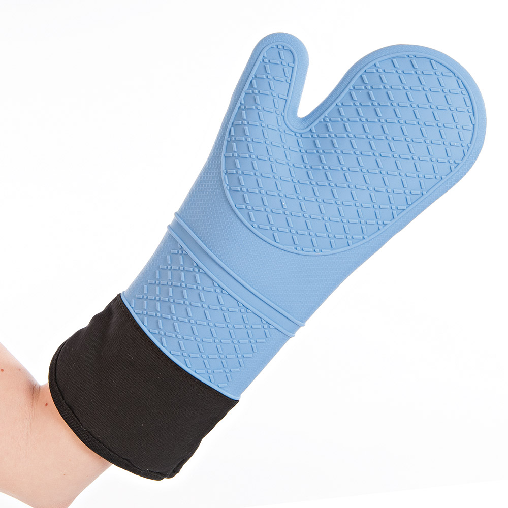 Oven gloves Heattec made of silicone in light blue with 40cm length
