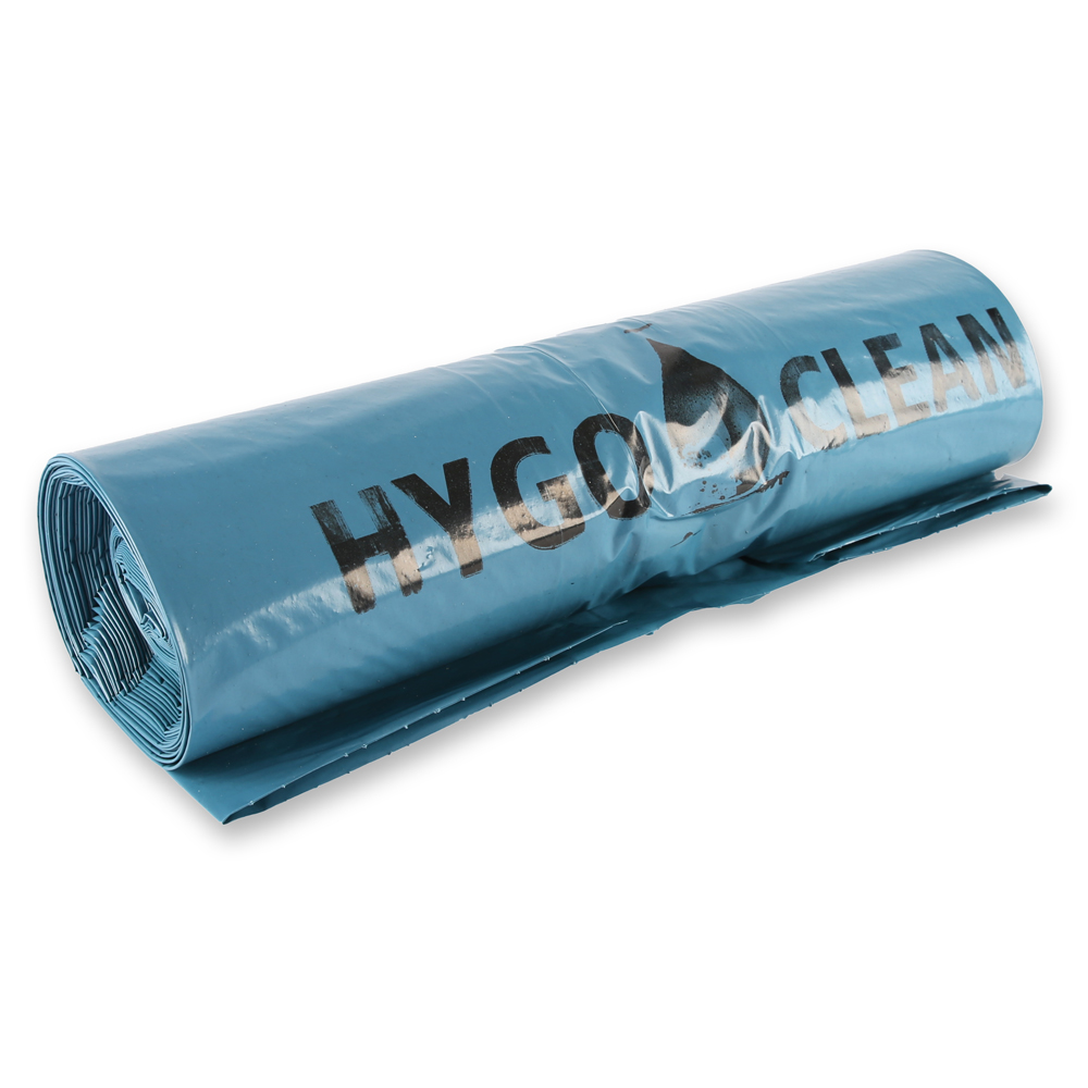 Waste bags, 240 l made of LDPE on roll in blue in the oblique view