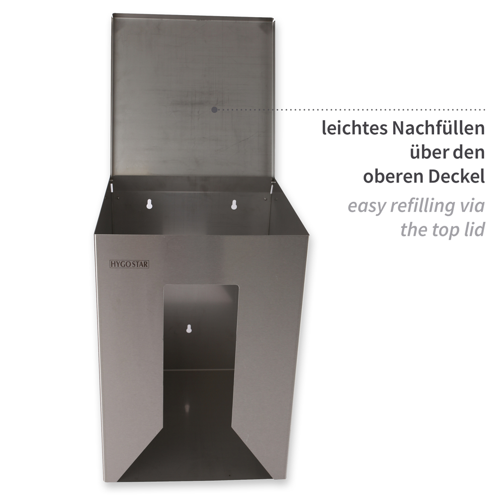 Spender für Kittel und Overalls | Edelstahl leichtes Nachfüllen Spender für Kittel und Overalls aus Edelstahl leichtes Nachfüllen
