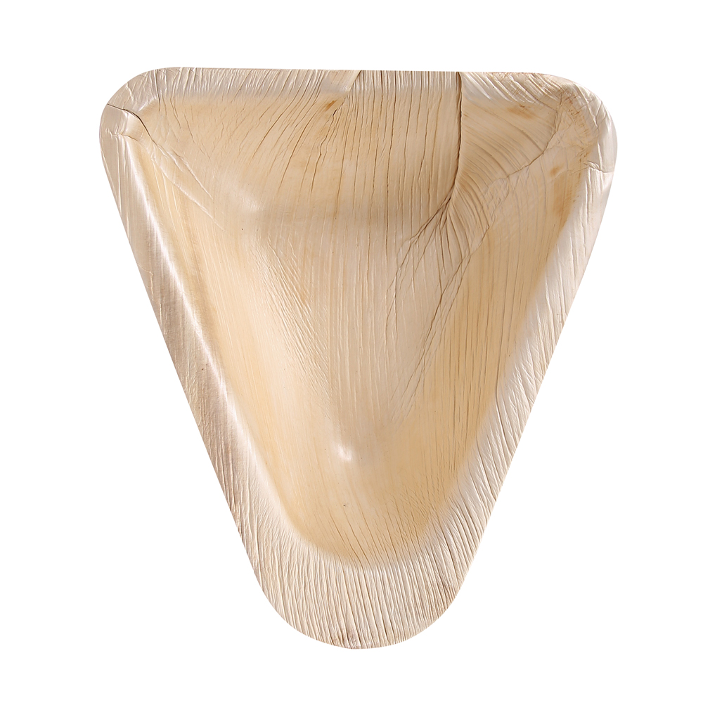 Bowls triangular made of palm leaf 500ml with smooth inside