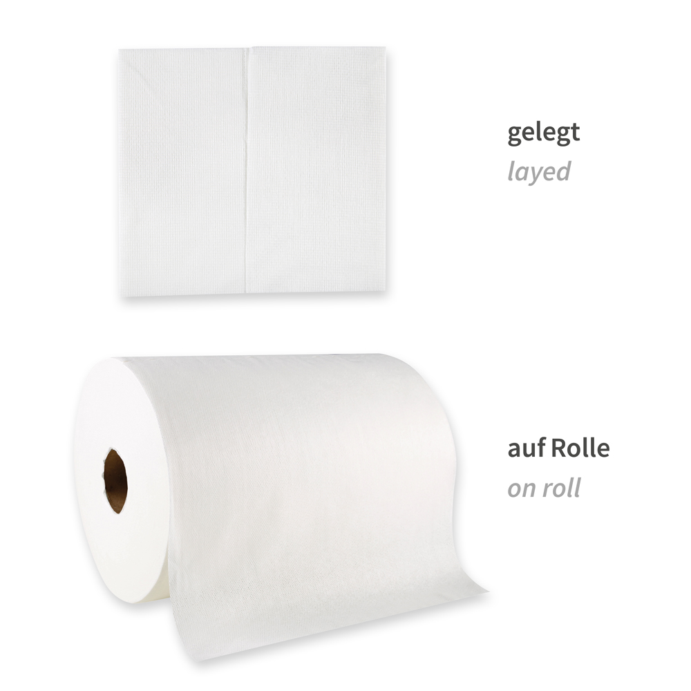 Reinigungstücher Hygotex | Viskose, weiss, Unterschied gelegt, Rolle Reinigungstücher Hygotex aus Viskose in weiss der Unterschied zwischen gelegt und Rolle