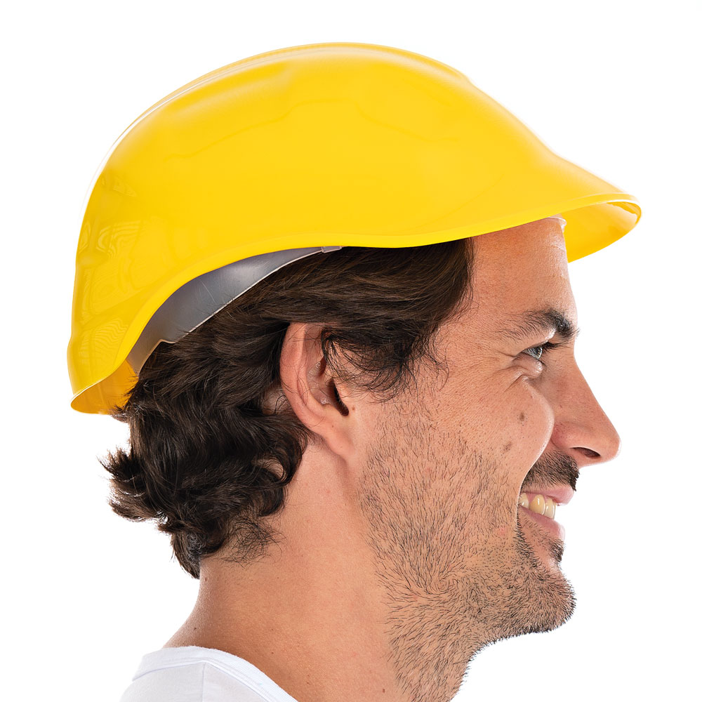 Bump cap "Safe", PE in the side view, yellow