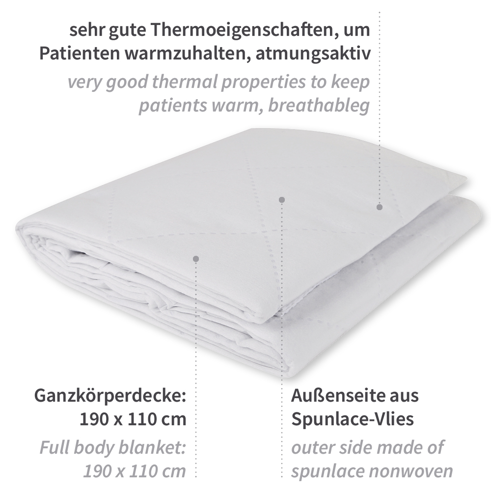 Patient blankets with PES filling from spunlace with the properties