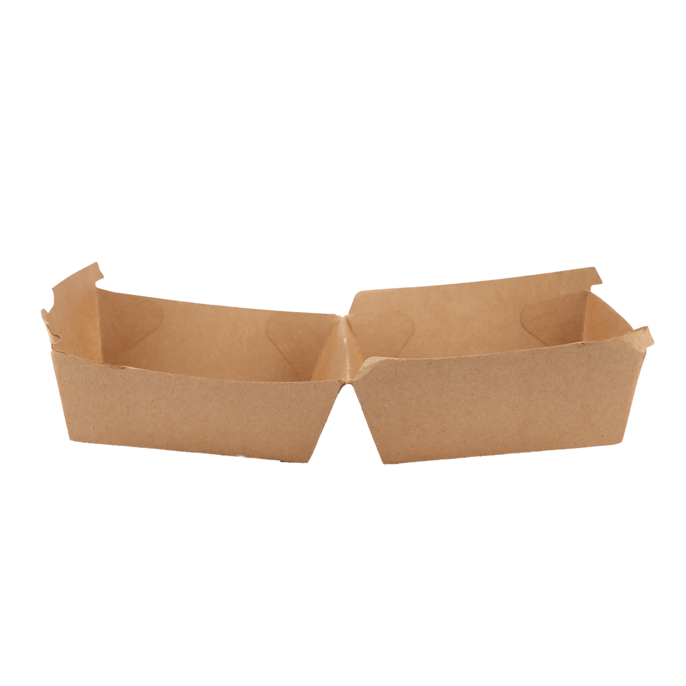 Hamburger boxes made of kraft paper/pe as FSC® mix in side view