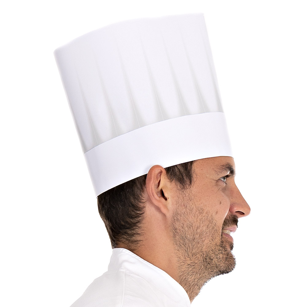 Europa chef's hat made of embossed paper exposed in side view