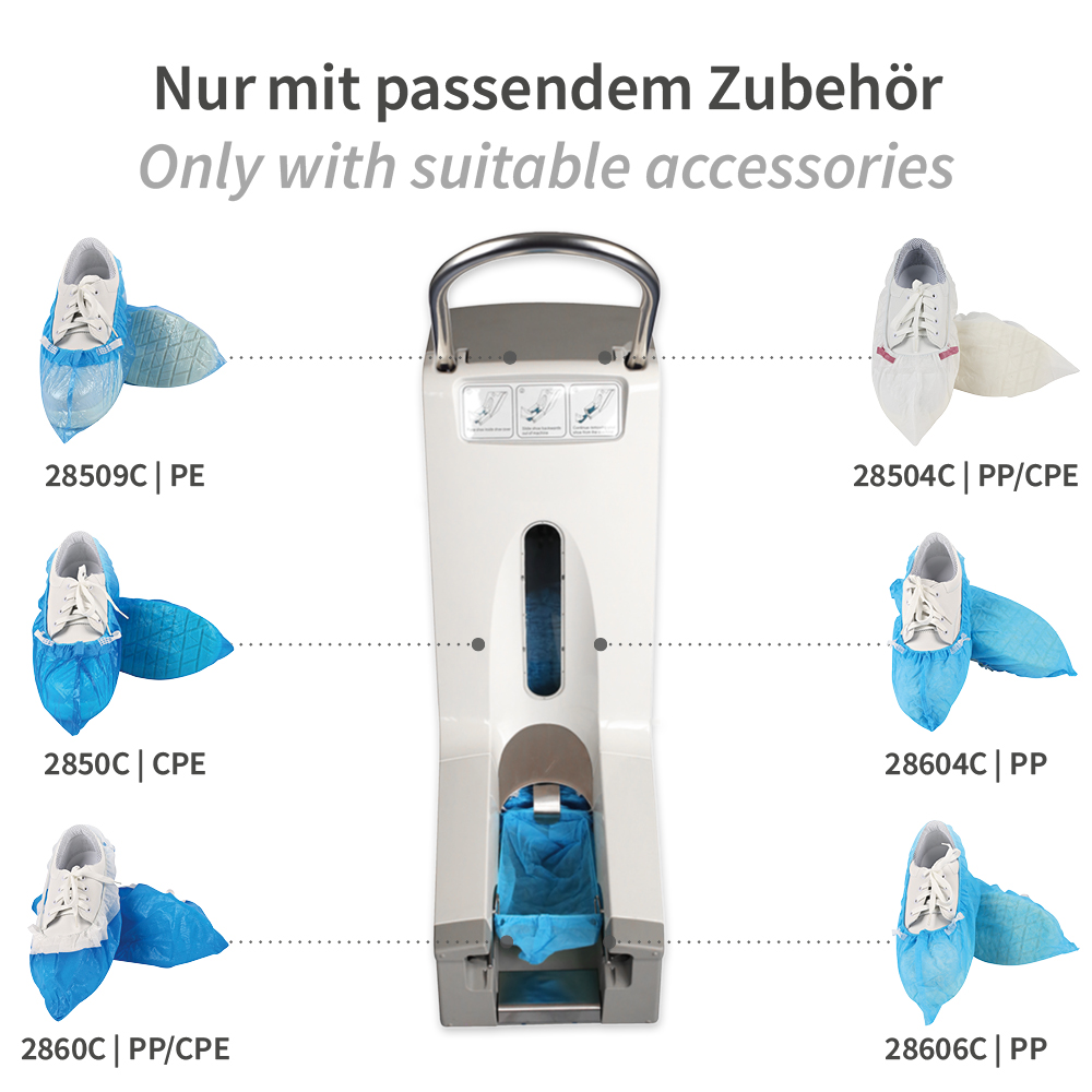 Überschuhspender Hygomat Comfort Plus, ohne Clips, Zubehör Überschuhspender Hygomat Comfort Plus ohne Clips mit Zubehör