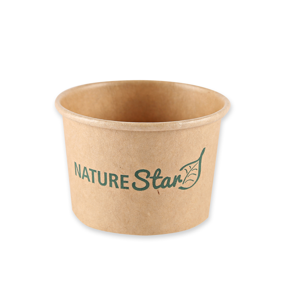 Organic small dip trays made of kraft paper/PE, FSC®-mix, front view