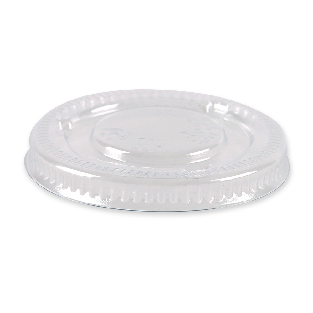 Organic lids for small dip trays made of rPET, angled view