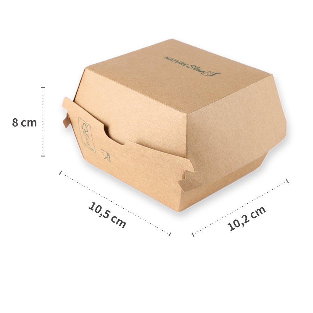 Hamburger boxes made of kraft paper/PE, FSC®-mix, dimensions