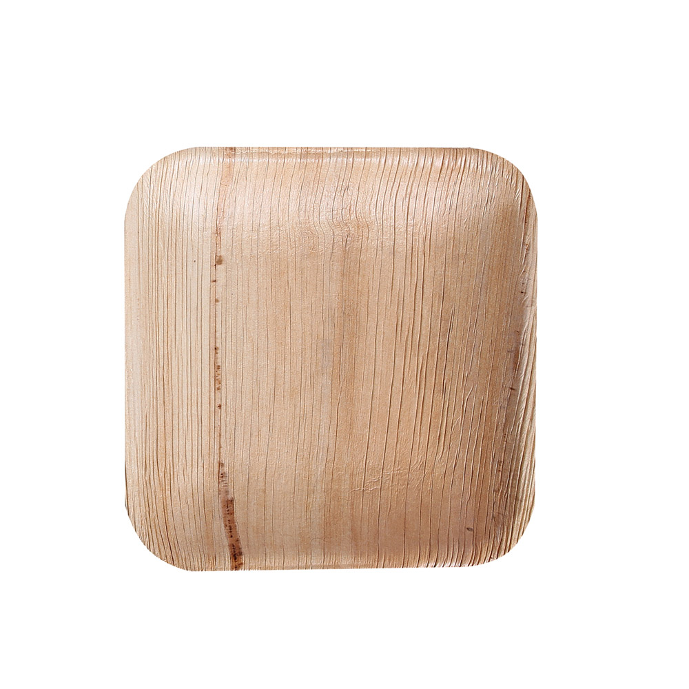 Biodegradable plate square made of palm leaf 18cm long