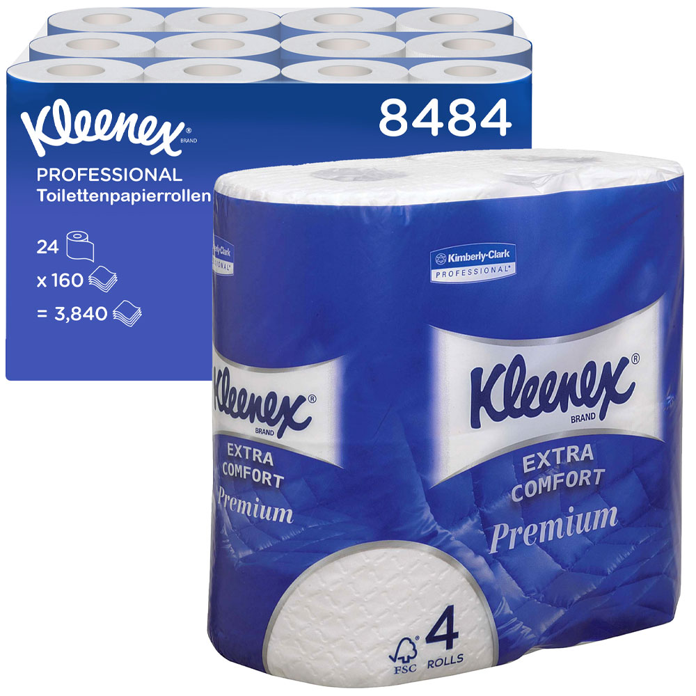 Kleenex® toilet tissue rolls on the small roll, 4-ply, FSC®-Mix in the oblique view