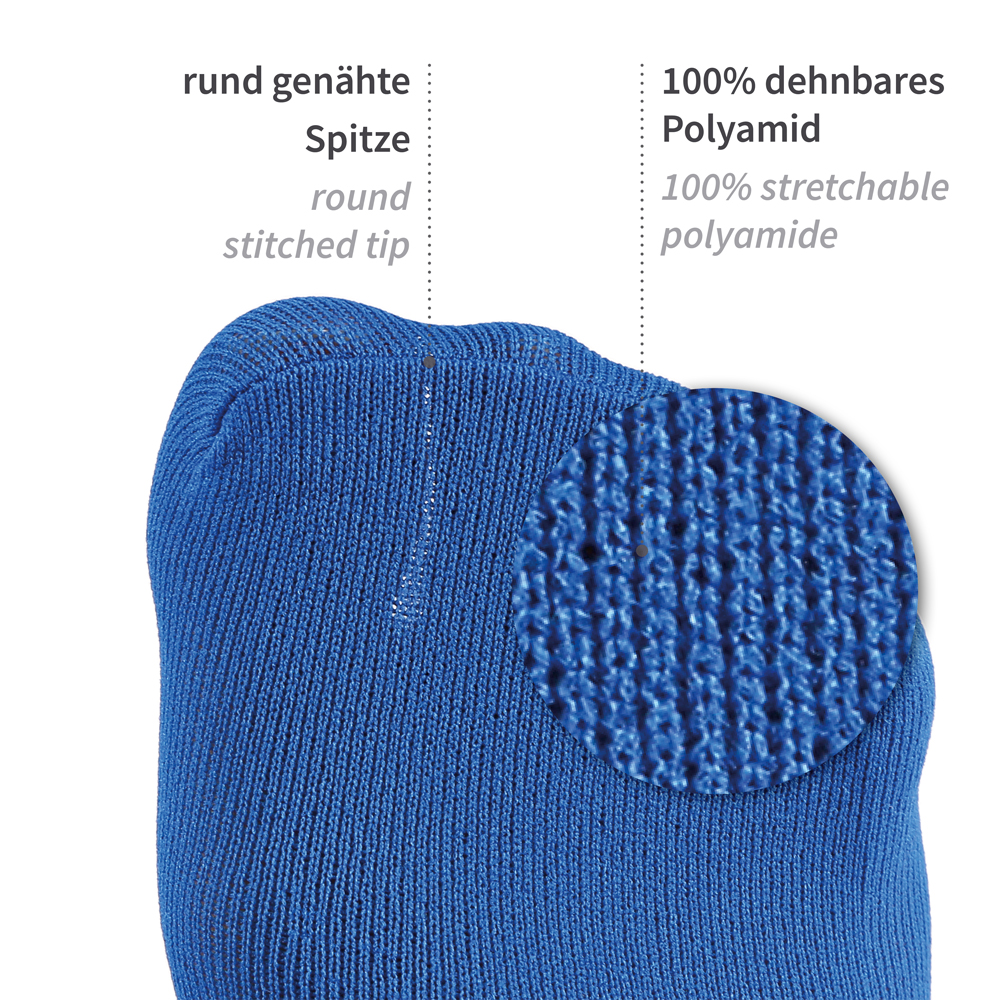 Disposable socks Foot Fresh made of polyamide in blue with round stitched tip