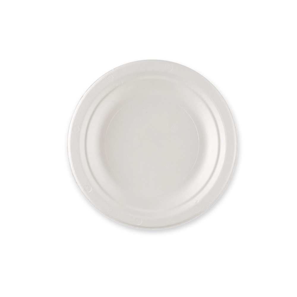 Biodegradable plate Single round made of sugarcane with 15 cm diameters