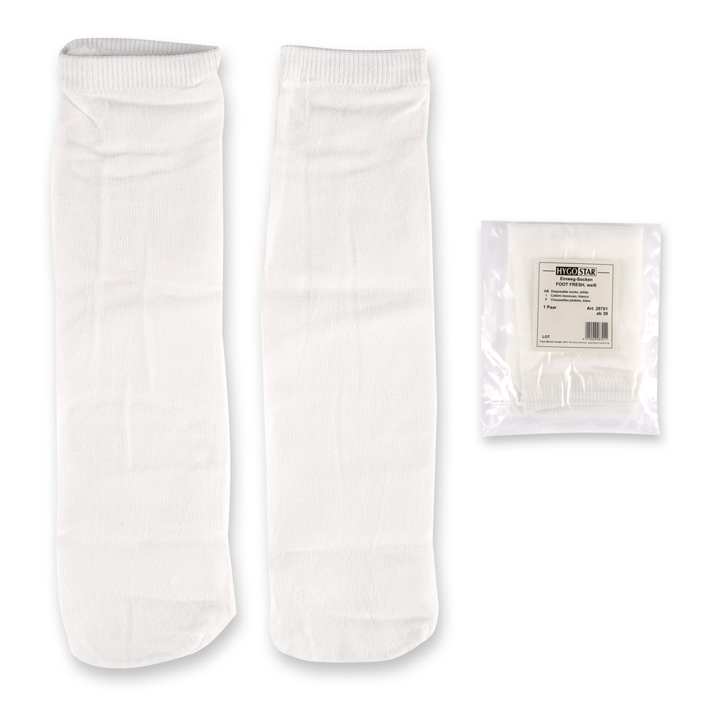 Einwegsocken Foot Fresh aus Polyamid in weiß mit Verpackung