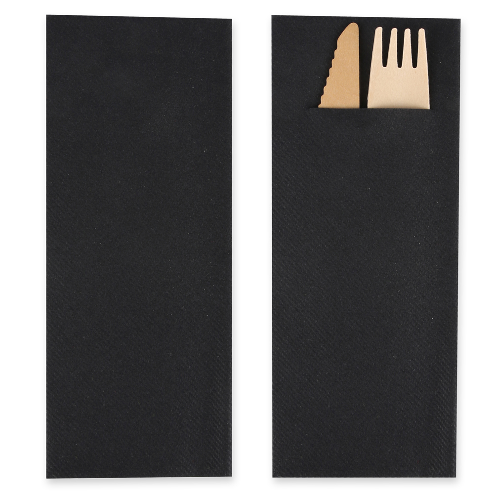 Cutlery napkins, 40x33cm, 1-ply with 1/8 fold, airlaid, FSC®-mix, black