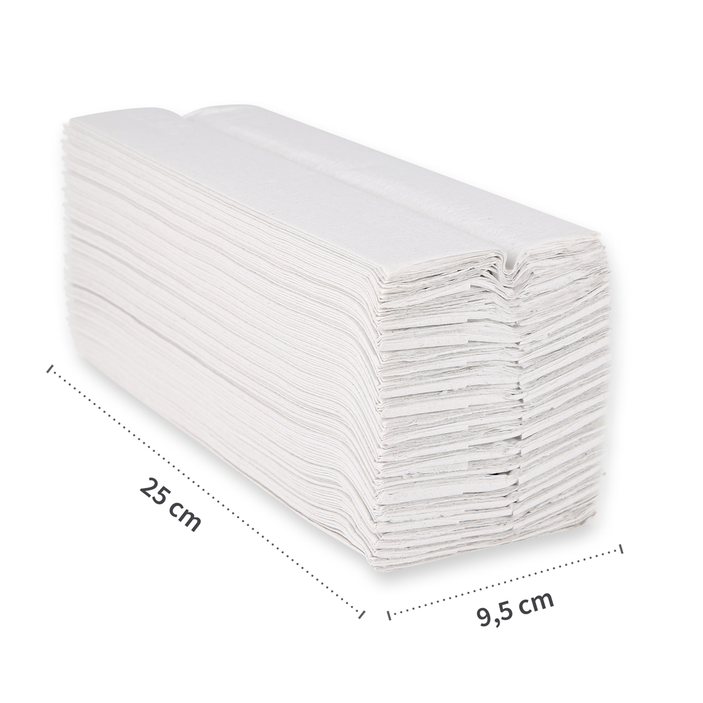 Paper hand towels, 2-ply made of recycled paper, C-fold with measure