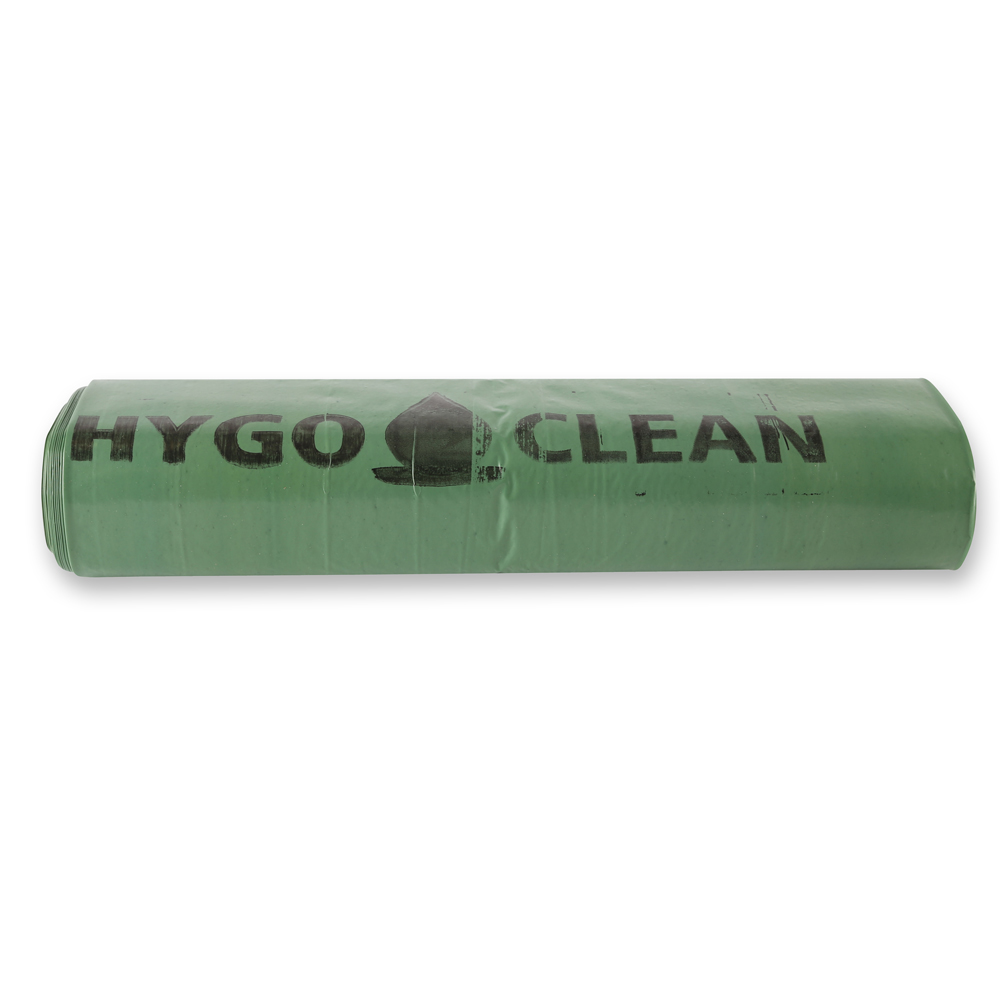 Waste bags, 120 l made of LDPE on roll in green in the front view