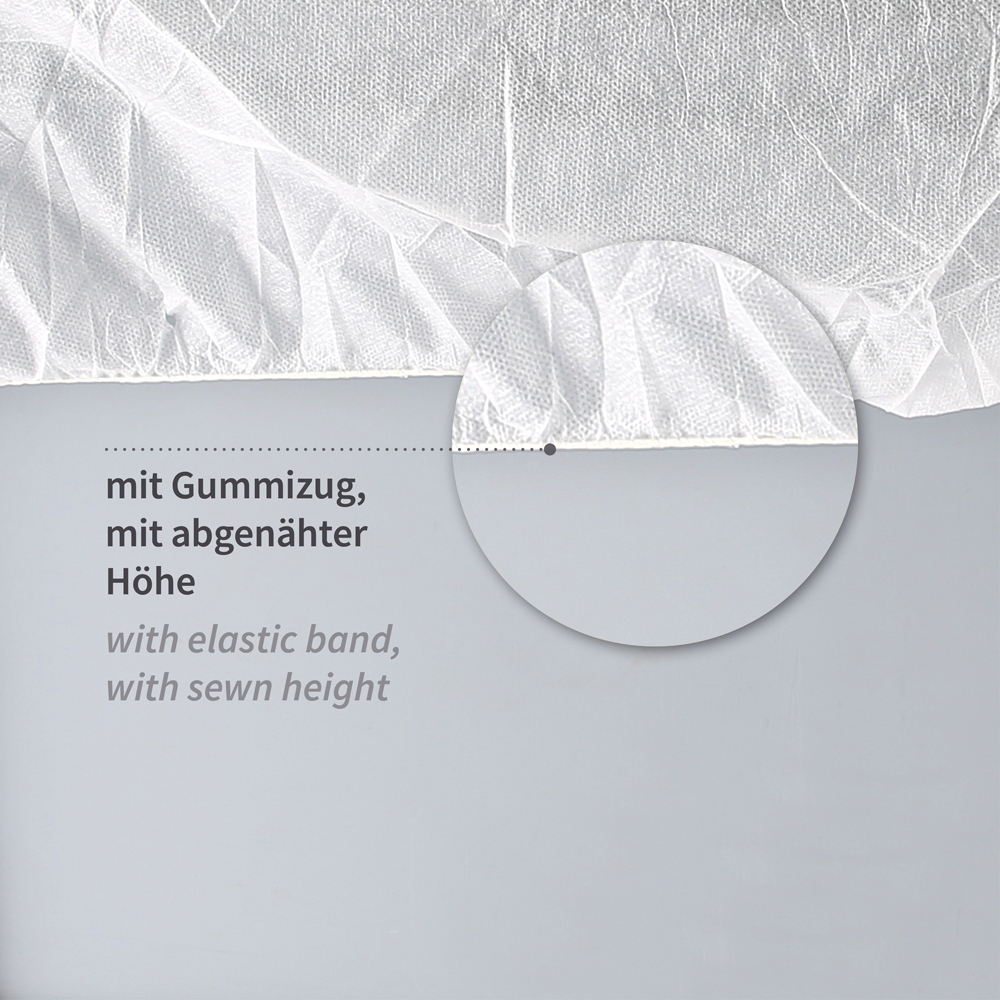 Abdeckhauben, mit Naht | PP, weiß, Gummizug Abdeckhauben, mit Naht made of PP in weiß mit Gummizug