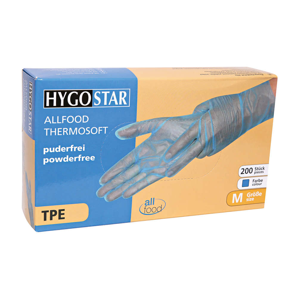 TPE-Handschuhe Allfood Thermosoft in blau in der Spenderbox