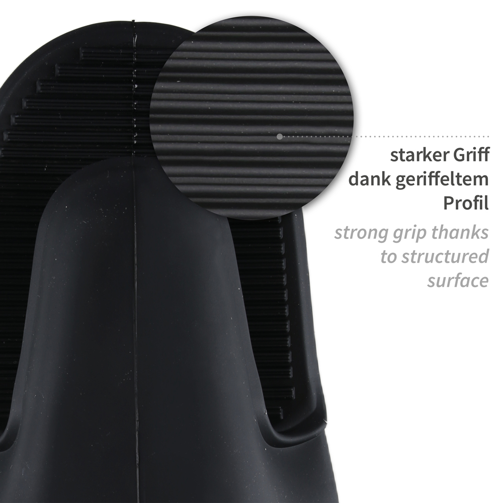 Ofenhandschuhe Shark Black aus Silikon mit geriffeltem Profil