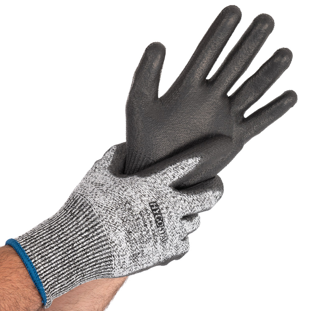 Cut protection gloves Cut Safe with PU Coating in grey-black