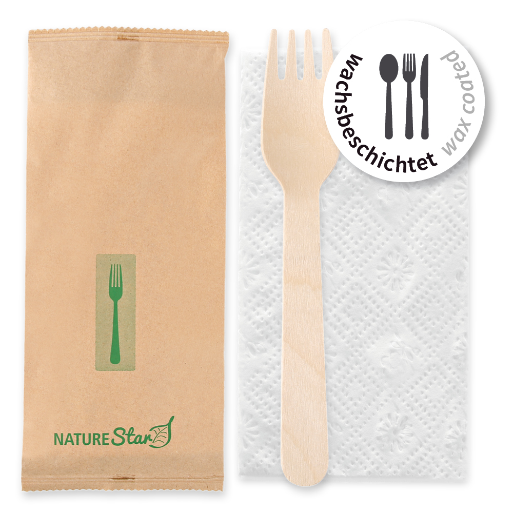 Cutlery sets Fork made of wood FSC® 100% wax coated