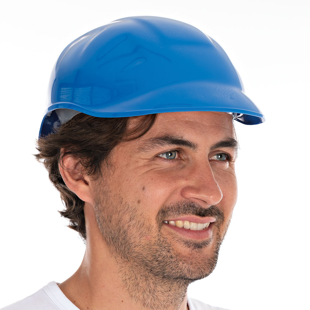 Bump cap "Safe", PE in the oblique view, blue