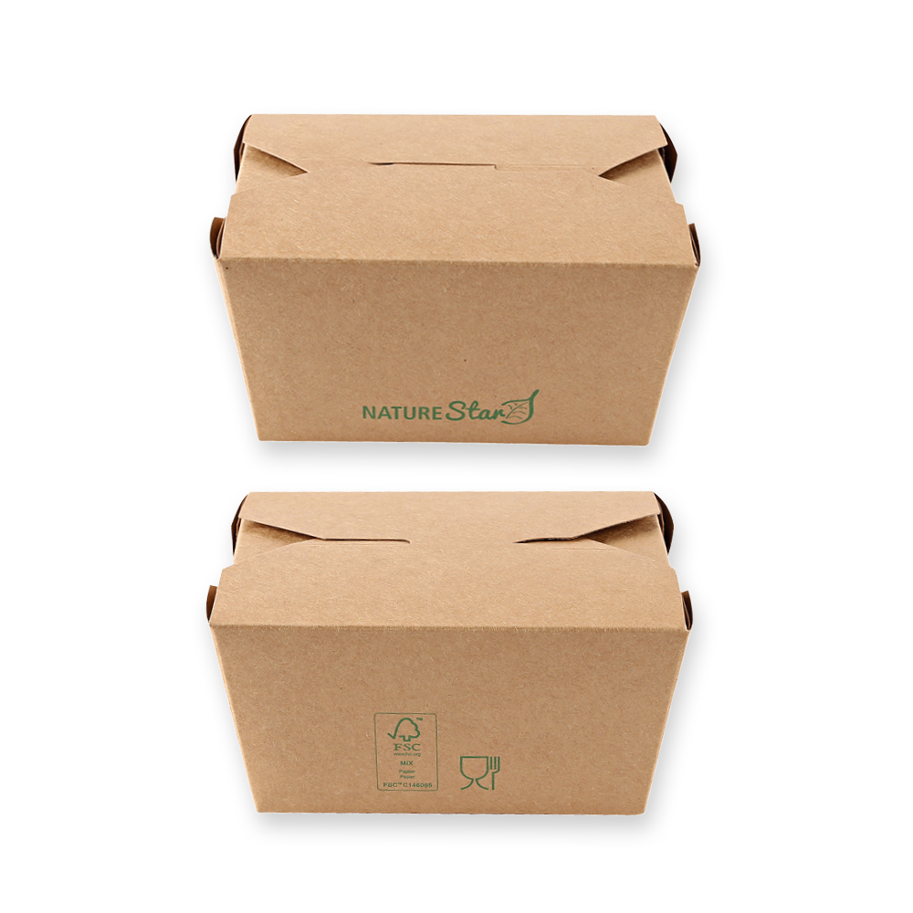 Organic food boxes Menu made of kraft paper/PE, FSC®-mix, front & back view, smallest size