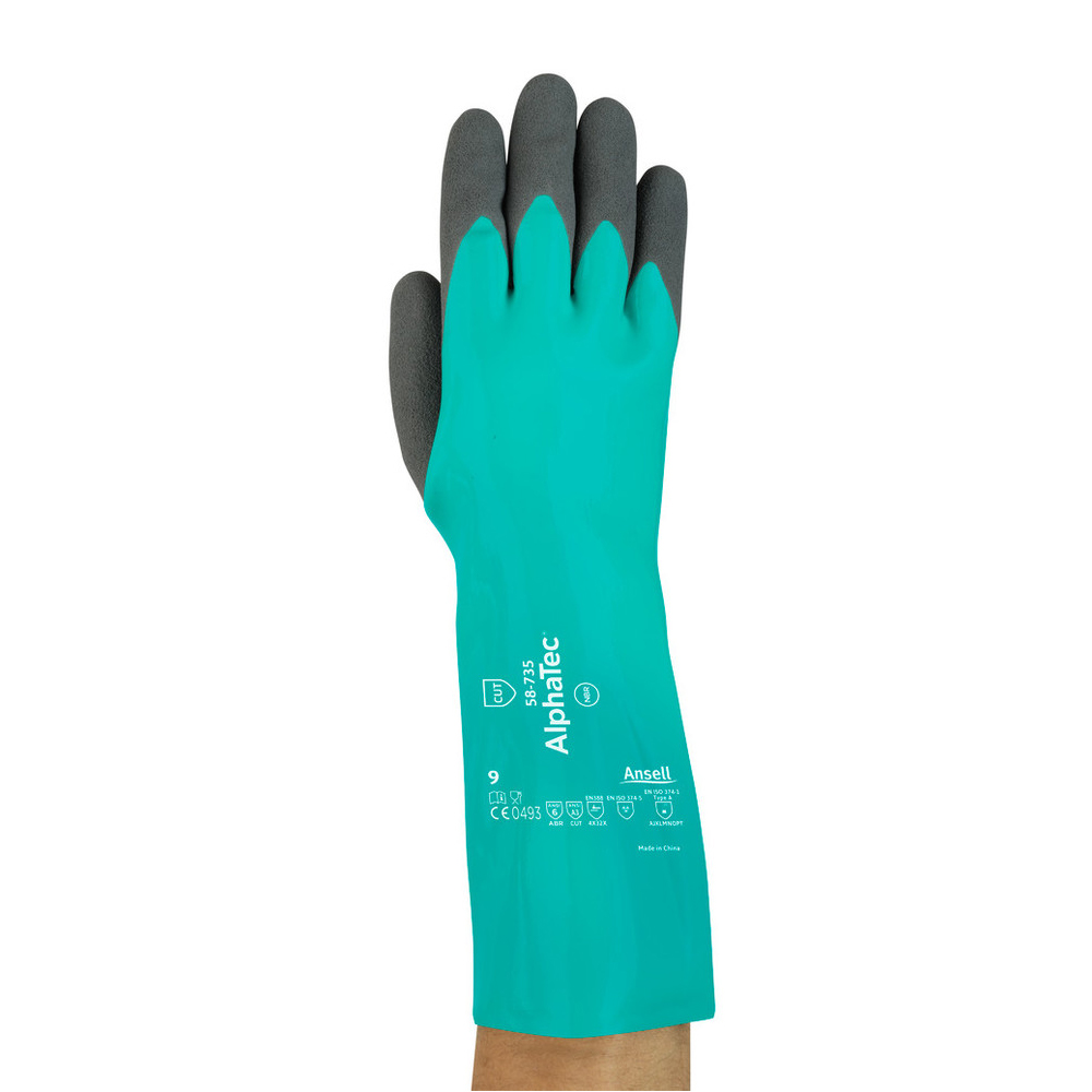 Ansell AlphaTec® 58-735, chemical protection gloves in the front view