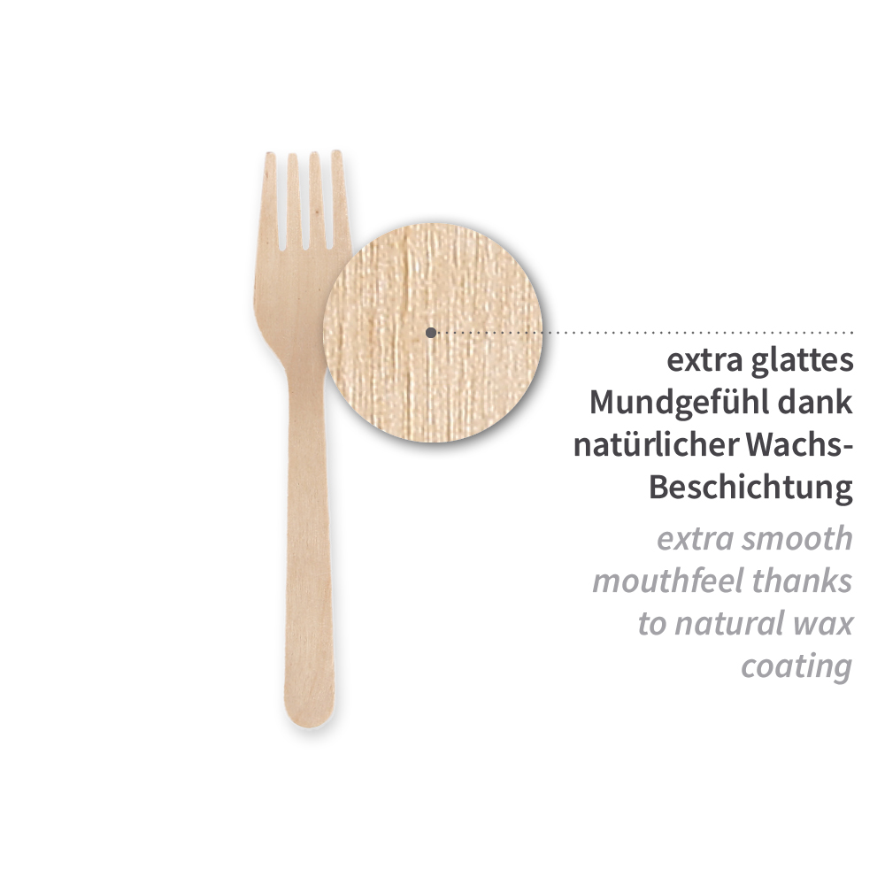 Organic cake forks made of wood FSC® 100%, wax coated, properties
